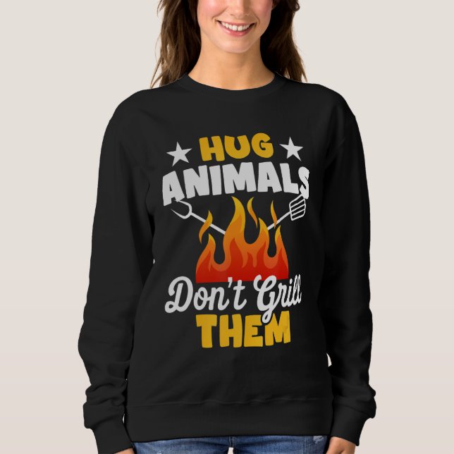 Camiseta Hug Animals Don't Grill Them   Vegetarian Vegan Re (Frente)