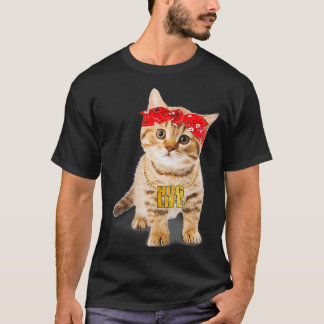 Camiseta Hug Thug Gangster Life Dourado Chain Cat Gangsta