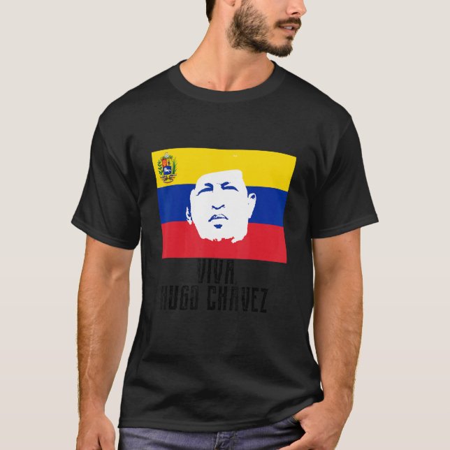 Camiseta Hugo Chávez, Ao Vivo, Enfrenta-Se Na Bandeira (Frente)