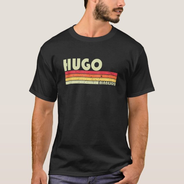 Camiseta HUGO MN MINNESOTA Funny City Home Roots Gift Retro (Frente)