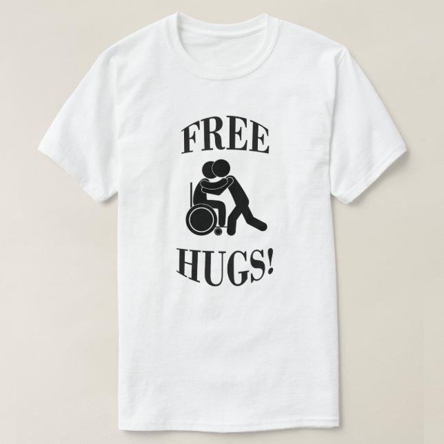 Camiseta Hugs Gratuitos com cadeira de rodas (Frente do Design)