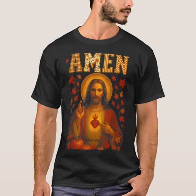 Camiseta Hugvyn Amen Fall Jesus Christian Bible Verses Than (Frente)