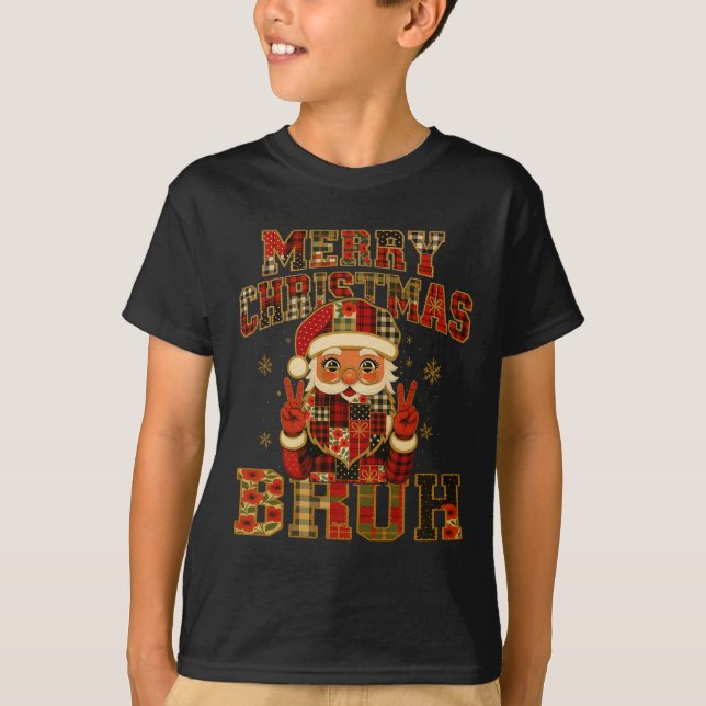 Camiseta Hugvyn Natal Papai Noel Feliz de Patchwork Chris (Frente)