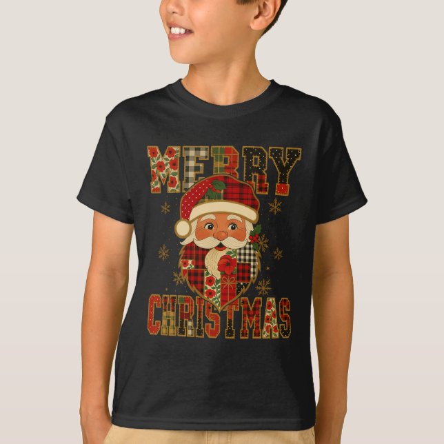 Camiseta Hugvyn Natal Papai Noel Feliz de Patchwork Chris (Frente)