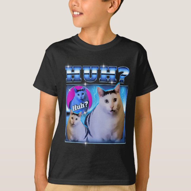 Camiseta Huh Cat Funny Cat Meme Weird Cat Bootleg  (Frente)