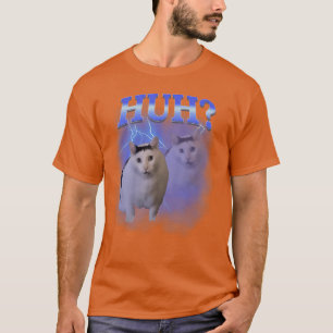 Camiseta Huh Gato Bobo Meme Engraçado Estranhamente Bootleg
