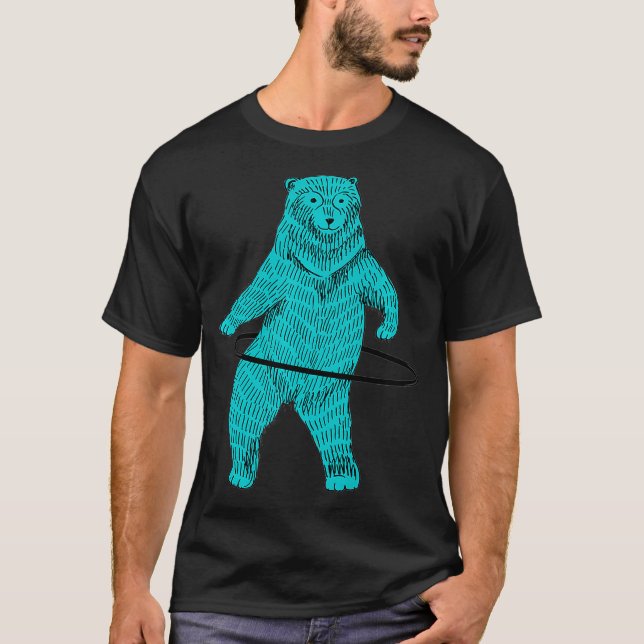 Camiseta Hula Hooping Hoop Dancing Blue Hipster Bear Art Pr (Frente)