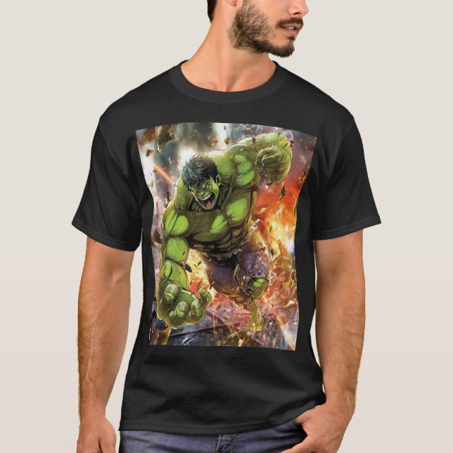 Camiseta Hulk Marvel Superhero Gamma Power Smash  (Frente)