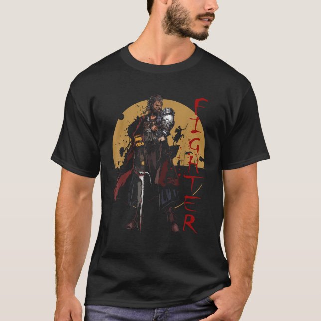 Camiseta Human Fighter Fantasy Tabletop RPG Roleplay Gam (Frente)