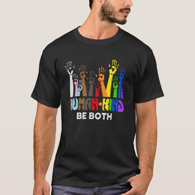 Camiseta Human Kind Be Both  LGBT Gay Lesbian Pride Rainbow (Frente)