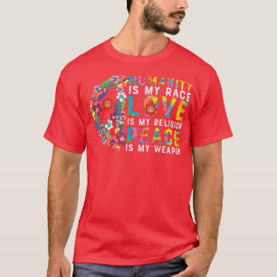 Camiseta Humanidade É Meu Sinal De Paz Tie Dye Hippy Retro