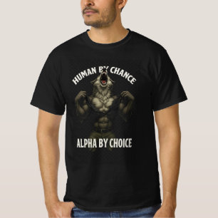 Camiseta Humano Por Acaso Alfa Por Escolha Lobo Engraçado