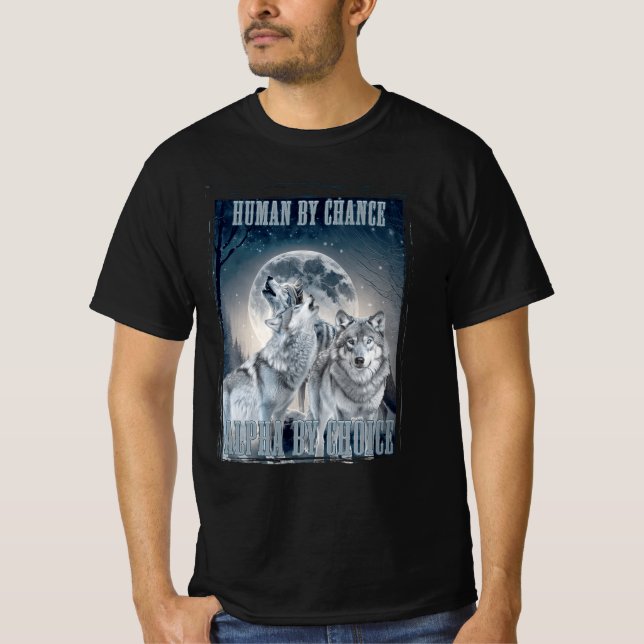 Camiseta Humano Por Chance Alpha Por Escolha Alpha Três Lob (Frente)