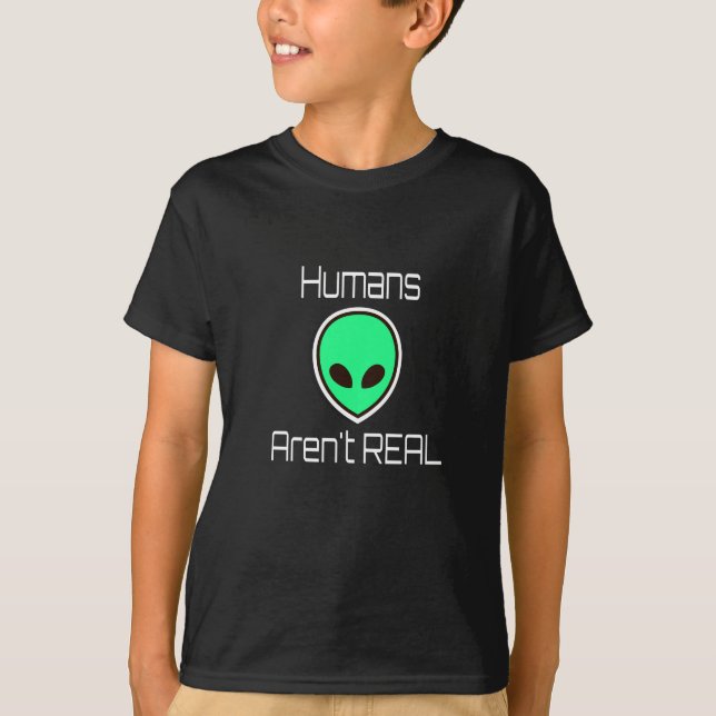 Camiseta Humanos não são Alienígena Verde REAL (Frente)