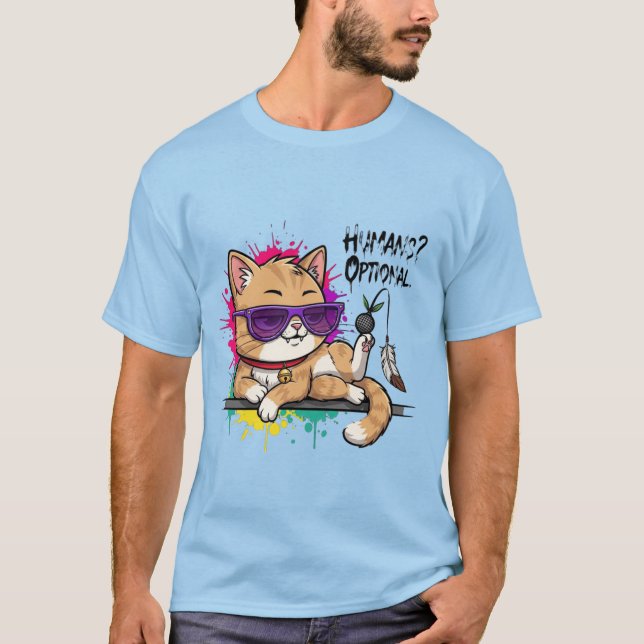 Camiseta Humans? Optional – Cool Cat in Sunglasses  (Frente)