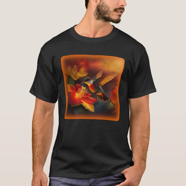 Camiseta Humingbird Hibiscus Flor Morning (Frente)