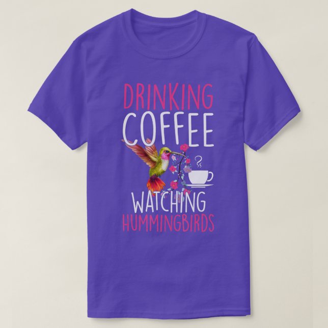 Camiseta Hummingbird Bebendo Café Assistir Hummingb (Frente do Design)