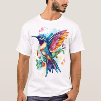 Camiseta Hummingbird colorido em voo com Inspiração