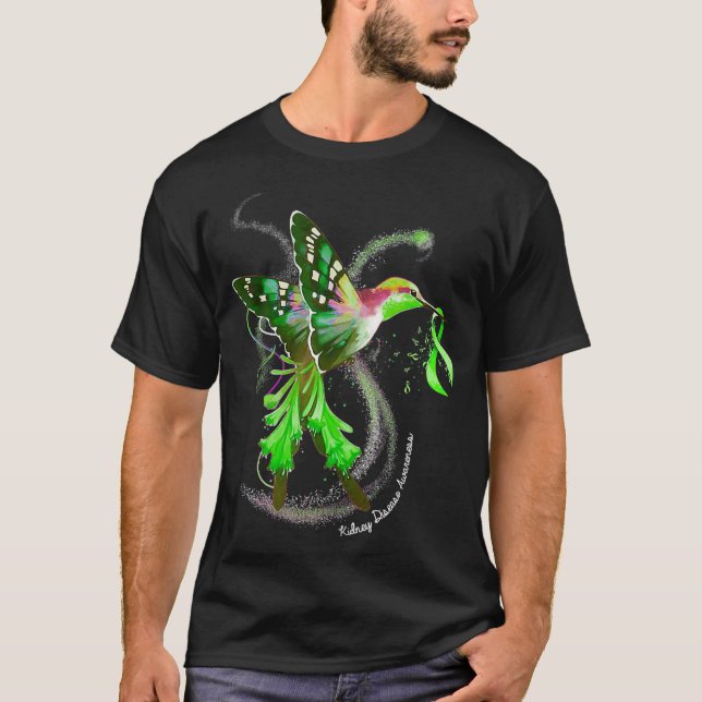 Camiseta Hummingbird Com Doença Renal Verde De Fita (Frente)