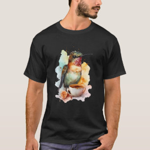 Camiseta Hummingbird Com Estilo De Aquarela De Café