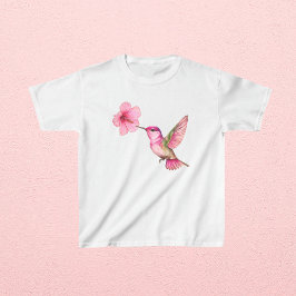 Camiseta Hummingbird com Flor de Hibiscus