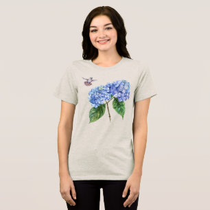 Camiseta Hummingbird e Hidrangea