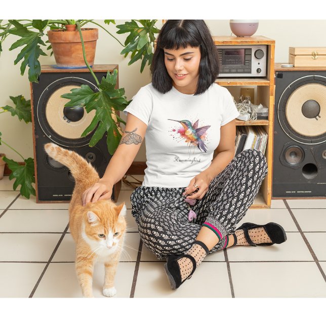 Camiseta Hummingbird exótico e colorido personalizável (Criador carregado)