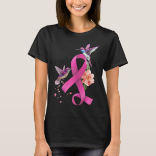 Camiseta Hummingbird Flor rosa Fita Fita Friso Advertência 
