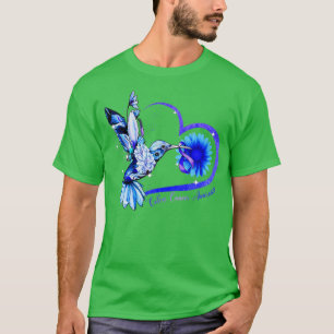 Camiseta Hummingbird Girassol Azul Fita Azul Fita Cancer