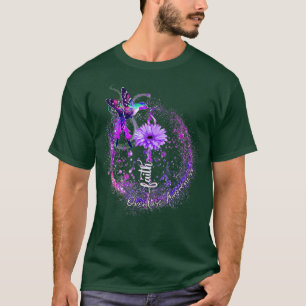 Camiseta Hummingbird Holding Purple Ribbon Overdose Awarene