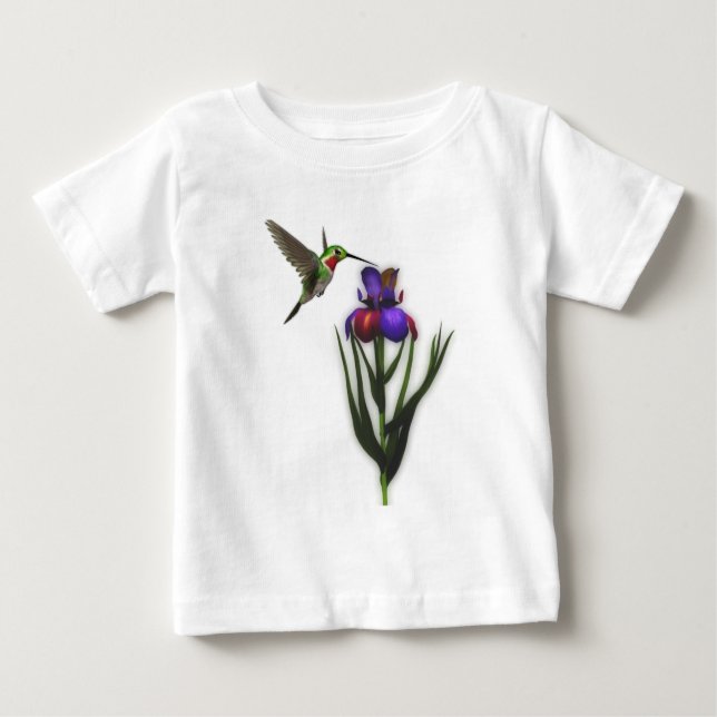 Camiseta Hummingbird Iris Flower (Frente)