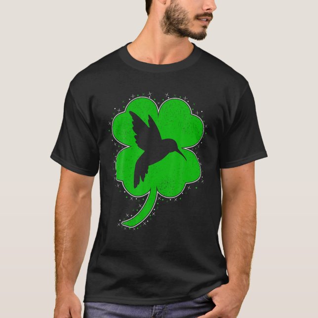 Camiseta Hummingbird Lover Irish Shamrock Hummingbird Rua P (Frente)