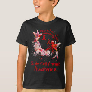 Camiseta Hummingbird Peace Love Cure Sickell Anemia Awa
