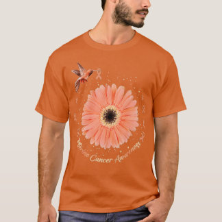 Camiseta Hummingbird Pêssego de girassol Cancer Uterino de 