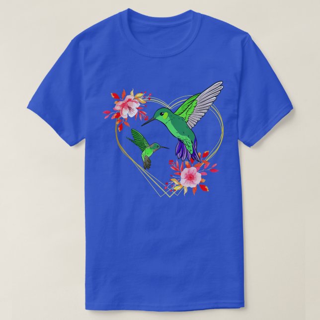 Camiseta Hummingbird Red Heart Flowers Humminbird Hummingbi (Frente do Design)