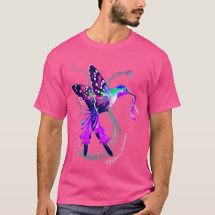 Camiseta Hummingbird segurando fita roxa Alzheimer em guerr