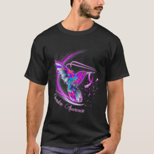 Camiseta Hummingbird Segurando Sobredosagem de Fita Roxa Aw