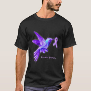 Camiseta Hummingbird Segurando Sobredosagem de Fita Roxa Aw
