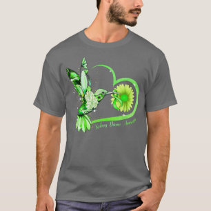 Camiseta Hummingbird Sunflower Heart Green Ribbon Rim Di