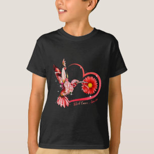 Camiseta Hummingbird Sunflower Red Ribbon Cancer Sangue Awa
