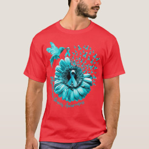 Camiseta Hummingbird Sunflower Teal Miastenia Gravis Aware