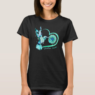 Camiseta Hummingbird Sunflower Teto Ribbon Scleroderma Awar