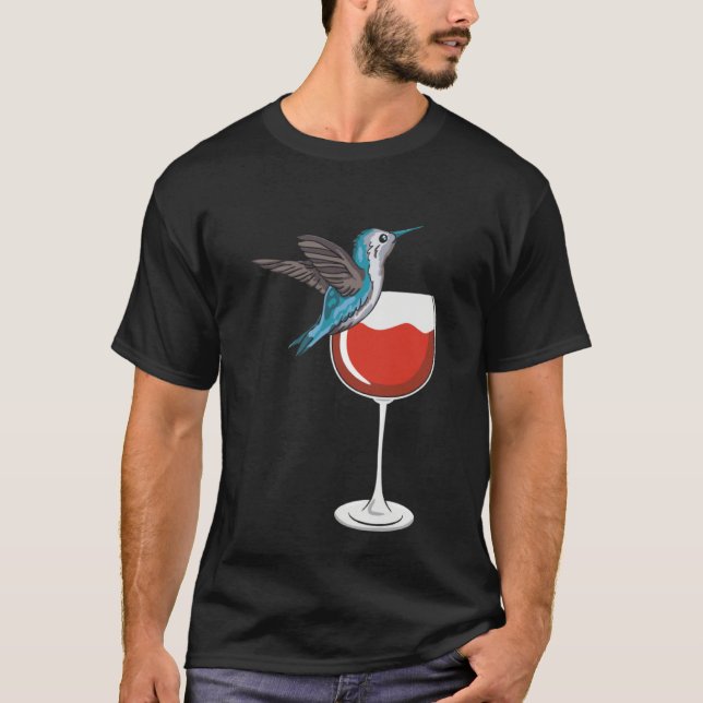 Camiseta Hummingbird Wine Drinking Birdwatching (Frente)