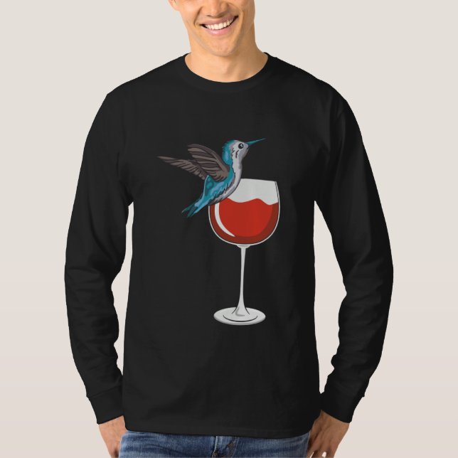 Camiseta Hummingbird Wine Drinking Birdwatching (Frente)