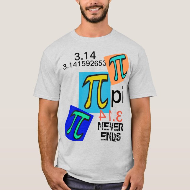 Camiseta Humor 3,14 Pi Nunca Termina Verde Azul (Frente)