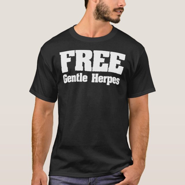 Camiseta Humor Adulto de Herpes Gentil Livre (Frente)