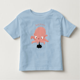 Camiseta Humor animado de polvo de bebê rosa e bonito