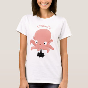Camiseta Humor animado de polvo de bebê rosa e bonito