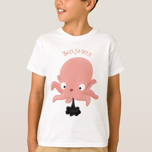 Camiseta Humor animado de polvo de bebê rosa e bonito (Frente)