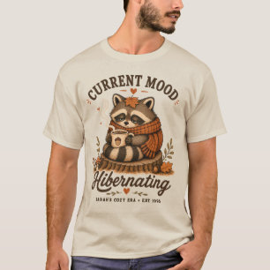 Camiseta Humor Atual Hibernando Cozido Guaxinim de Outono